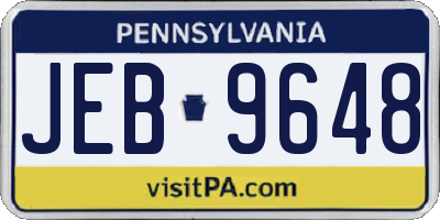 PA license plate JEB9648