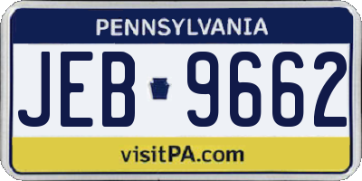 PA license plate JEB9662