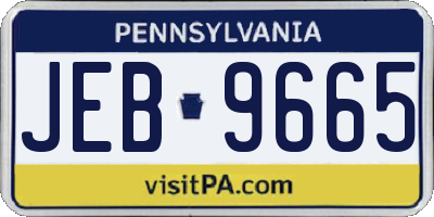 PA license plate JEB9665