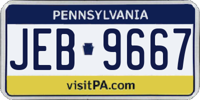 PA license plate JEB9667