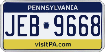 PA license plate JEB9668