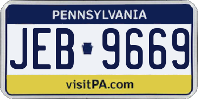 PA license plate JEB9669