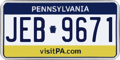 PA license plate JEB9671