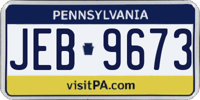 PA license plate JEB9673