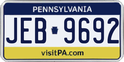 PA license plate JEB9692
