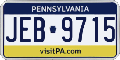 PA license plate JEB9715