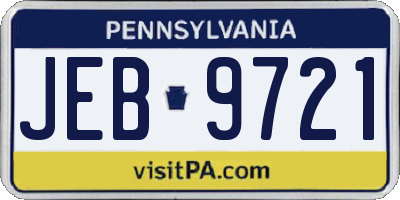 PA license plate JEB9721