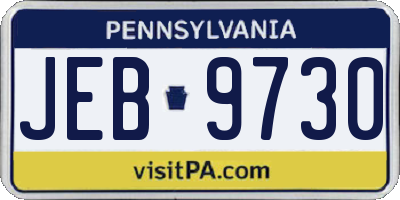 PA license plate JEB9730