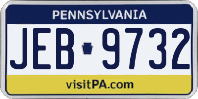 PA license plate JEB9732