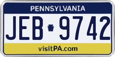 PA license plate JEB9742