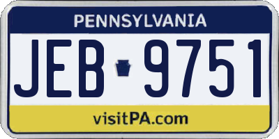 PA license plate JEB9751