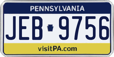 PA license plate JEB9756