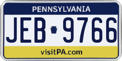 PA license plate JEB9766