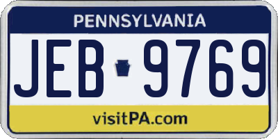 PA license plate JEB9769