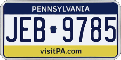 PA license plate JEB9785