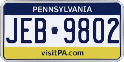 PA license plate JEB9802