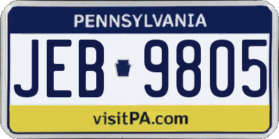 PA license plate JEB9805
