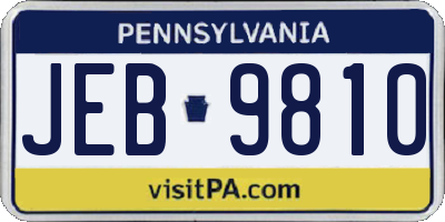 PA license plate JEB9810