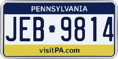 PA license plate JEB9814