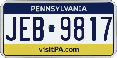 PA license plate JEB9817