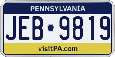 PA license plate JEB9819