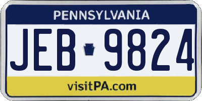 PA license plate JEB9824