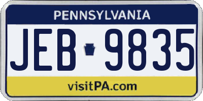 PA license plate JEB9835
