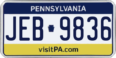 PA license plate JEB9836