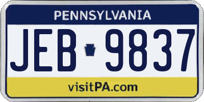 PA license plate JEB9837