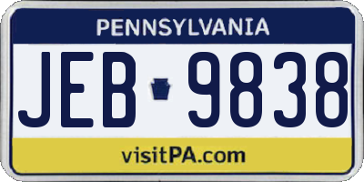 PA license plate JEB9838