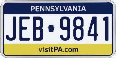PA license plate JEB9841