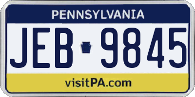PA license plate JEB9845