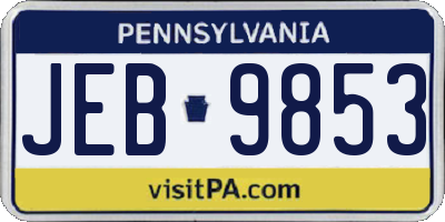 PA license plate JEB9853