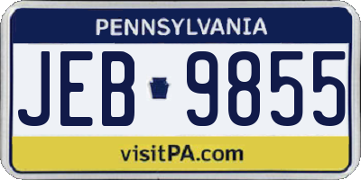 PA license plate JEB9855