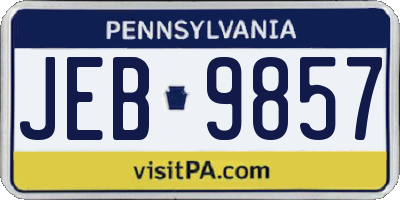 PA license plate JEB9857