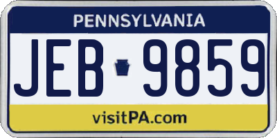 PA license plate JEB9859