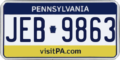 PA license plate JEB9863