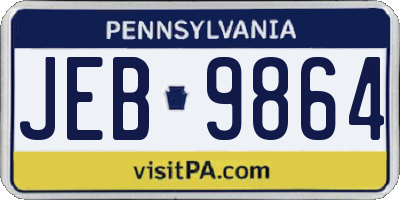 PA license plate JEB9864