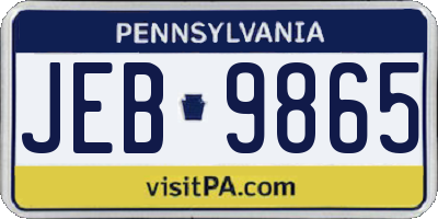 PA license plate JEB9865