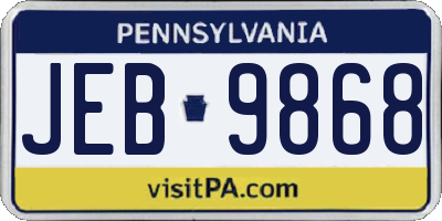 PA license plate JEB9868