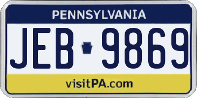 PA license plate JEB9869