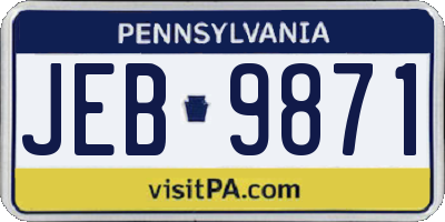 PA license plate JEB9871