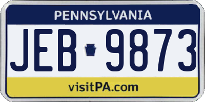 PA license plate JEB9873