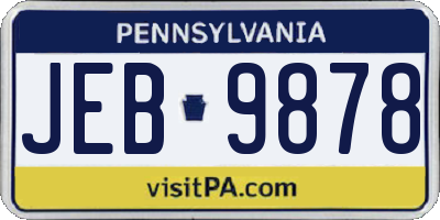 PA license plate JEB9878
