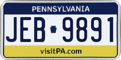 PA license plate JEB9891