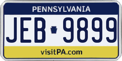 PA license plate JEB9899