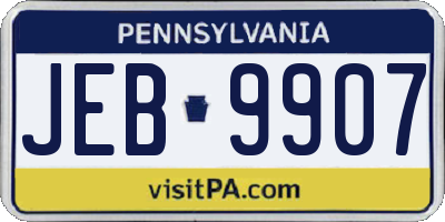 PA license plate JEB9907