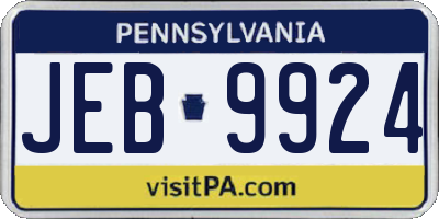 PA license plate JEB9924