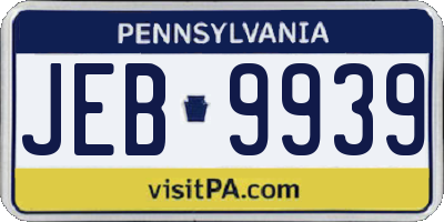 PA license plate JEB9939