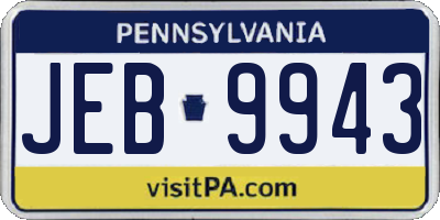 PA license plate JEB9943